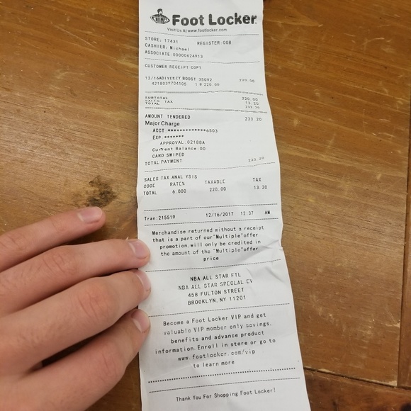 yeezy bred receipt